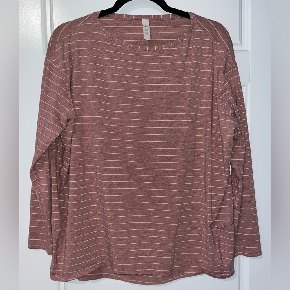 Lululemon Pink Striped Back in Action long sleeve